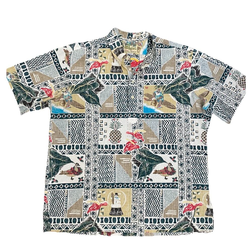 Reyn Spooner Mele Kalikimaka Shirt Button Short Sleeve Xmas Hawaiian San…